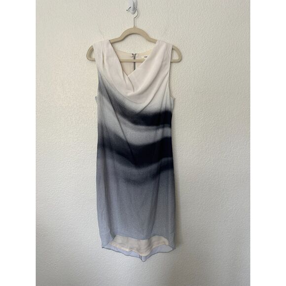 Helmut Lang Beam Shift Dress Sleeveless Hi-Low Midi Size 6 Grey Scale - Picture 3 of 12